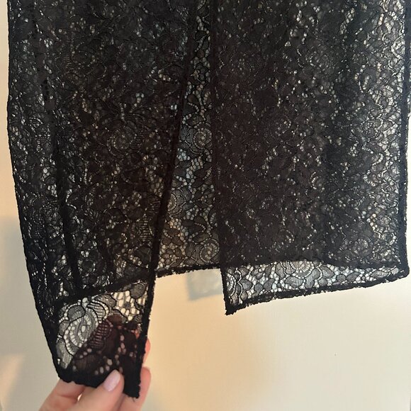 Mango Transparent Black Lace Midi Skirt - Size 4 - Picture 6 of 8